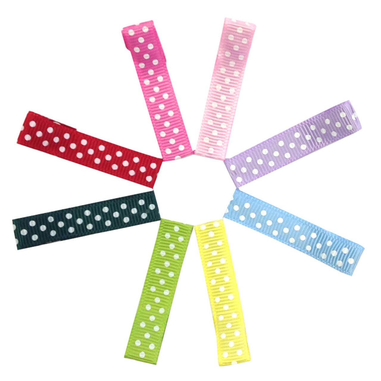 Wrapables Girls Ribbon Lined Alligator Clips (Set of 8), Polka Dots